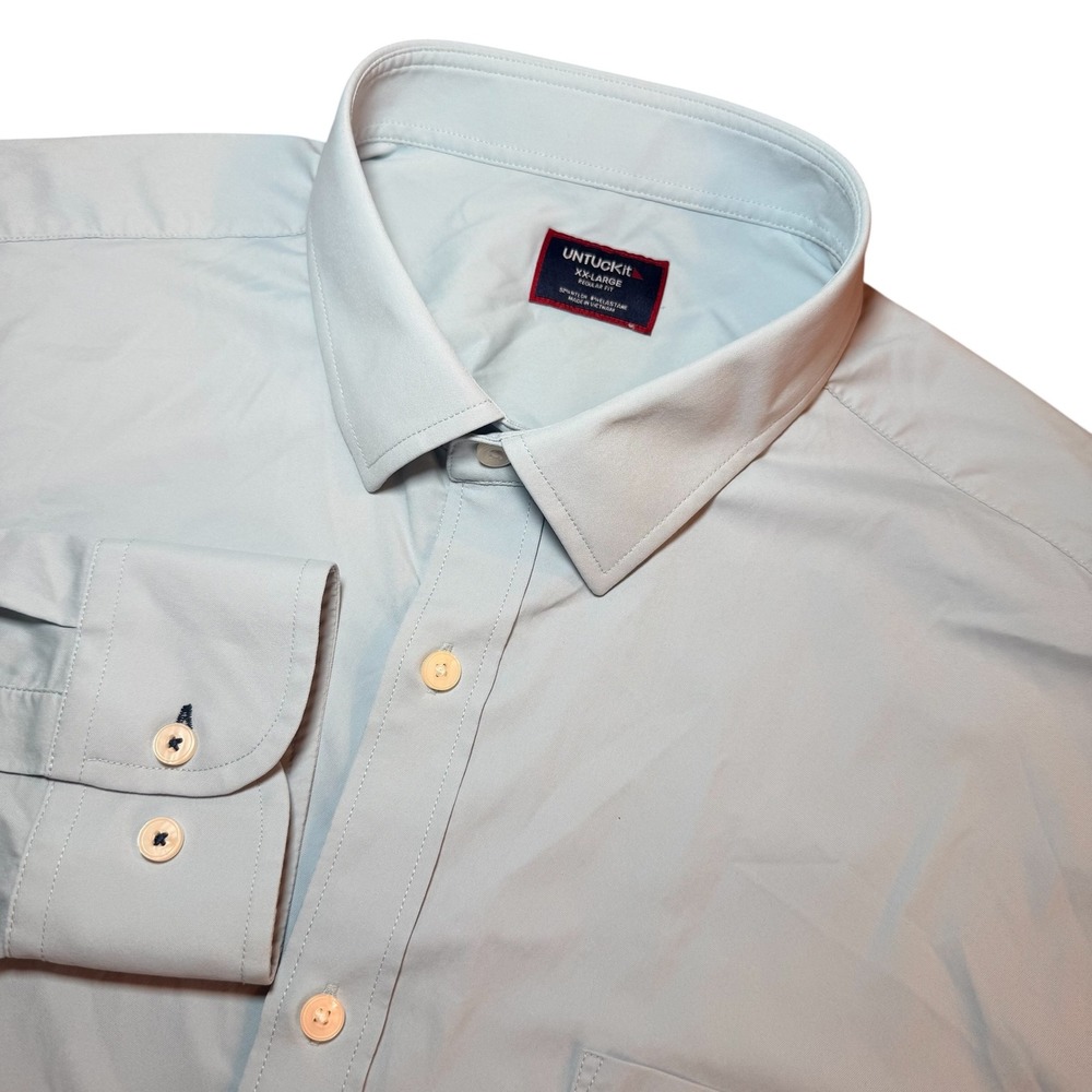 UNTUCKit Gironde Shirt Blue Nylon Stretch Mens XXL Button Down Long Sleeve